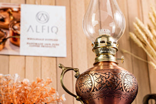Handcrafted Copper Oil Lamp and Candle Set of 2 | Handmade Solid Copper Lantern - Alfiq's Store