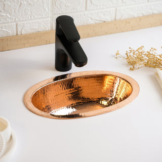 Handmade Oval Copper Drop - In Sink – Dark & Pure Copper Vessel for Kitchen & Bathroom - Alfiq's Store
