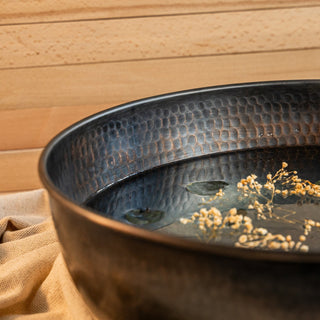 Handmade Dark Copper Pedicure Bowl – Luxurious Foot Soaking Bath for Spa & Home - Alfiq's Store