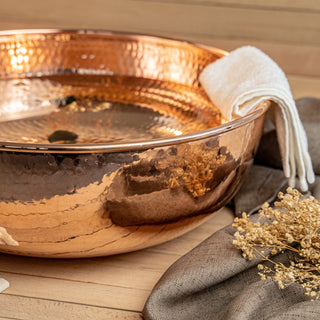 Handmade Dark Copper Pedicure Bowl – Luxurious Foot Soaking Bath for Spa & Home - Alfiq's Store