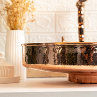 Handmade Pure Copper Vessel Sink – Hammered Bathroom & Kitchen Basin - Alfiq's Store