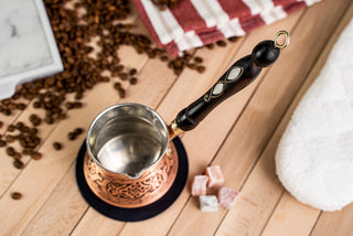 Dark Copper Wooden Handle Turkish Coffee Pot/ Handmade Non Stick Pot Milk Warmer / Original Vintage Coffee Manual Coffee Maker - Alfiq's Store