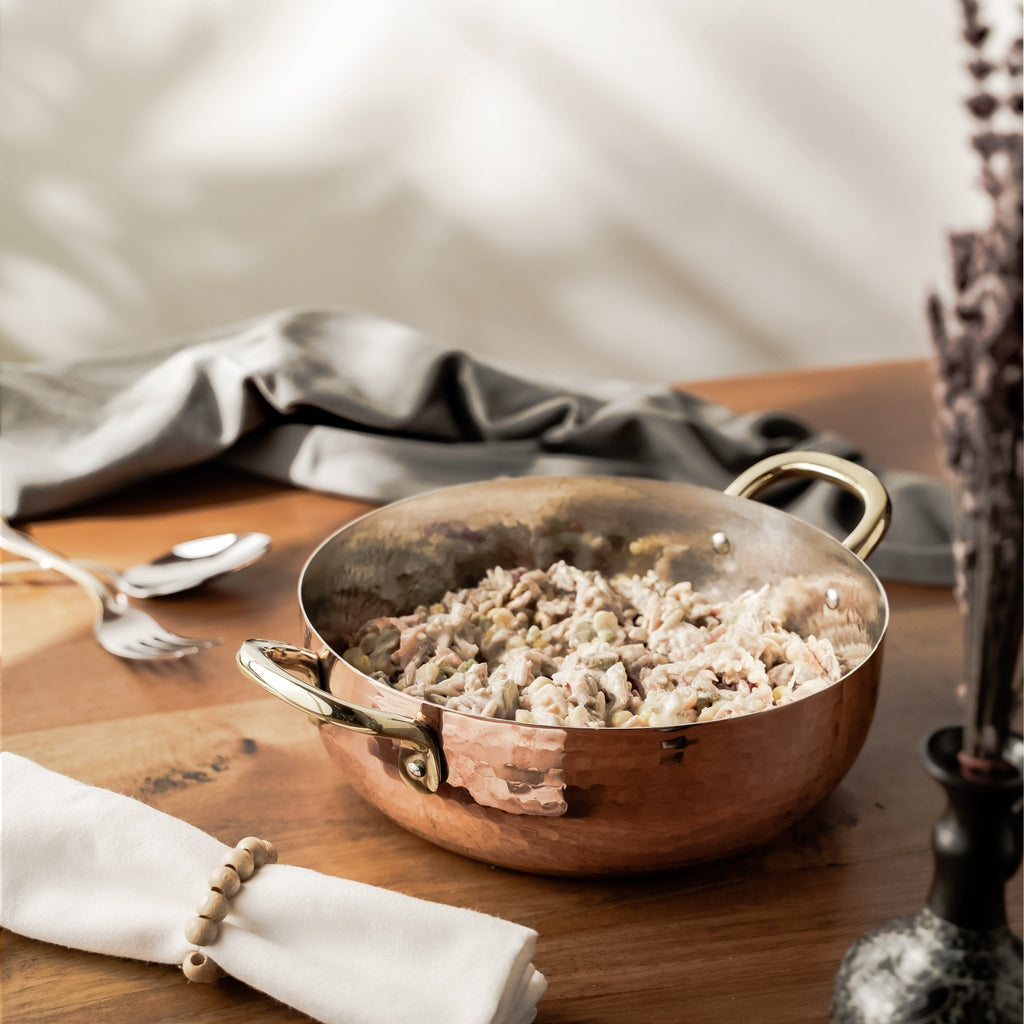 Handcrafted Hammered Deep Copper Cooking Pan – Traditional Cookware ...