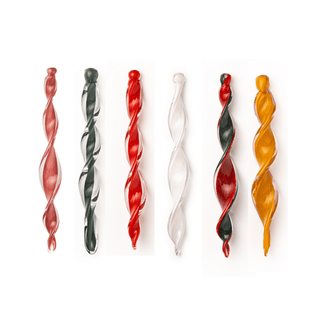 Hand - Blown Twisted Glass Tree Decoration – Elegant Red - Green Icicle Ornament - Alfiq's Store