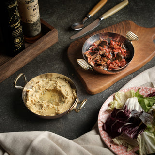 Hand - Hammered Copper Frying Pan with Brass Handles – Authentic Turkish Sahan - Alfiq's Store