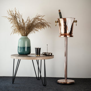 Handcrafted Chrome - Plated Copper Champagne & Wine Ice Bucket with Stand – Elegant Beverage Cooler - Alfiq's Store