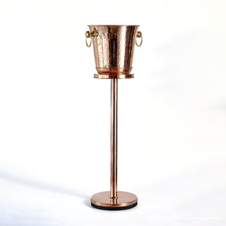 Handcrafted Chrome - Plated Copper Champagne & Wine Ice Bucket with Stand – Elegant Beverage Cooler - Alfiq's Store
