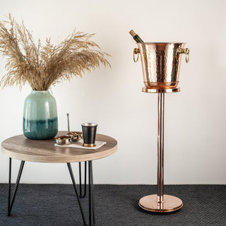 Handcrafted Chrome - Plated Copper Champagne & Wine Ice Bucket with Stand – Elegant Beverage Cooler - Alfiq's Store