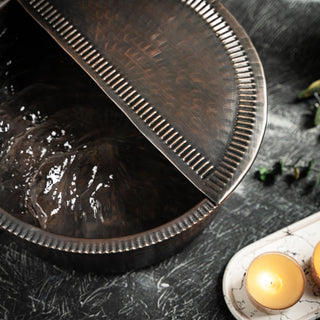 Handcrafted Dark Copper Pedicure Bowl – Hammered Ayurvedic Soak Tub with Removable Footrest - Alfiq's Store