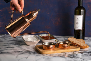 Handcrafted Red Copper Olive Oil Dispenser – 600ml Tin - Lined Vintage Pouring Jug for Kitchen & Table - Alfiq's Store