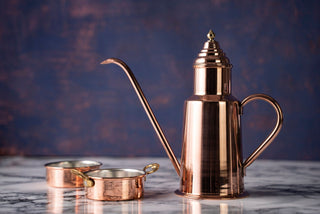 Handcrafted Red Copper Olive Oil Dispenser – 600ml Tin - Lined Vintage Pouring Jug for Kitchen & Table - Alfiq's Store