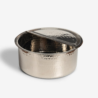 Handcrafted Silver Copper Pedicure & Manicure Bowl – Hammered Finish with Removable Footrest - Alfiq's Store