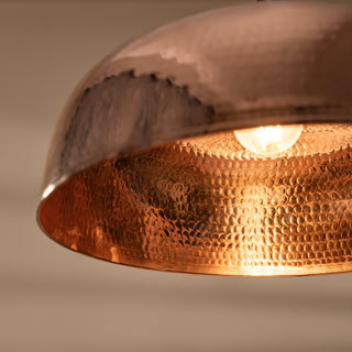 Handmade Dark Copper Dome Pendant Light with Customizable Accessories - Alfiq's Store