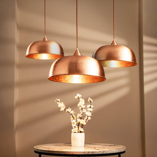 Handmade Dark Copper Dome Pendant Light with Customizable Accessories - Alfiq's Store