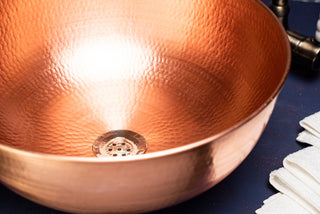 Handmade Dark Copper Kitchen Sink – Farmhouse Vessel Vanity Sink with Drain Included - Alfiq's Store