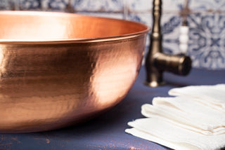 Handmade Dark Copper Kitchen Sink – Farmhouse Vessel Vanity Sink with Drain Included - Alfiq's Store