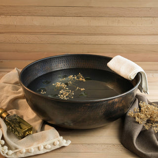 Handmade Dark Copper Pedicure Bowl – Luxurious Foot Soaking Bath for Spa & Home - Alfiq's Store