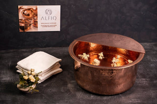 Handmade Solid Copper Foot Bath with Removable Footrest – Luxury Spa & Detox Soaking Basin - Alfiq's Store