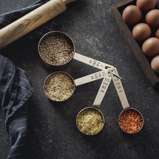 Handmade Solid Copper Measuring Cups – Set of Four with Engraved Measurements - Alfiq's Store