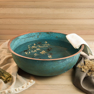 Luxurious Green Patina Copper Pedicure Bowl – Handcrafted for the Ultimate Spa Experience - Alfiq's Store