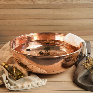 16" Hand-Hammered Copper Bowl with Side Handles – Custom Order for ZenVida, Without Hole