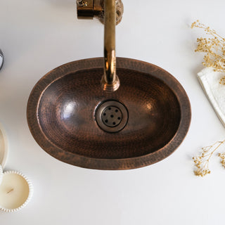Oval Dark Copper Drop - In Sink – Handmade Undermount Kitchen & Bathroom Vessel - Alfiq's Store