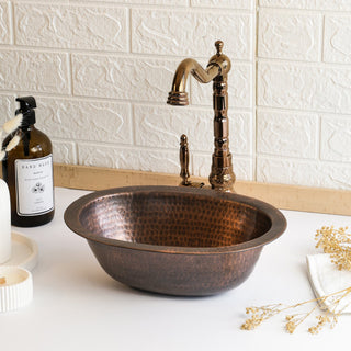 Oval Dark Copper Drop - In Sink – Handmade Undermount Kitchen & Bathroom Vessel - Alfiq's Store