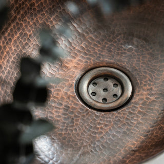Handmade Hammered Dark Copper Oval Sink Basin - Copper Framhouse Kitchen and Bathroom Sink - Alfiq's Store