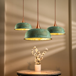 Copper Green Patina Pendant Light – Handcrafted Hammered Copper Chandelier - Alfiq's Store