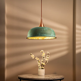 Copper Green Patina Pendant Light – Handcrafted Hammered Copper Chandelier - Alfiq's Store