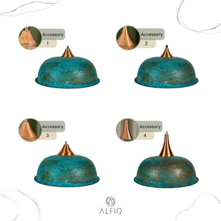 Copper Green Patina Pendant Light – Handcrafted Hammered Copper Chandelier - Alfiq's Store