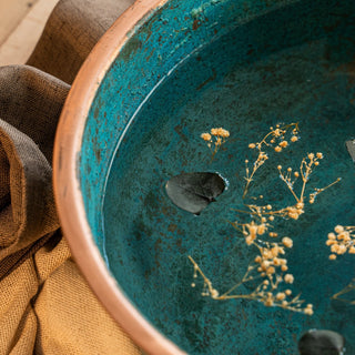 Luxurious Green Patina Copper Pedicure Bowl – Handcrafted for the Ultimate Spa Experience - Alfiq's Store