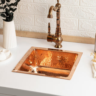 Pure Copper Undermount Kitchen Sink – Handmade Hammered Farmhouse Copper Sink with Drain Cap - Alfiq's Store