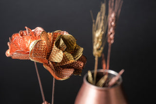 Copper Rose Set in Elegant Copper Vase | Unique Handmade Copper Anniversary Gift - Alfiq's Store