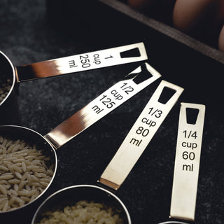 Handmade Solid Copper Measuring Cups – Set of Four with Engraved Measurements - Alfiq's Store