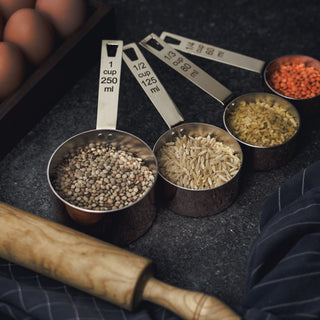 Handmade Solid Copper Measuring Cups – Set of Four with Engraved Measurements - Alfiq's Store