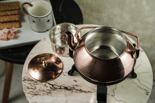 Solid Copper Tea Kettle With Iron Warmer Stand | Handmade Copper Teapot & Housewarming Gift (1.5 Quartz) - Alfiq's Store