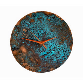 Handmade Solid Copper Wall Clock With Verdigris Green Patina – Artistic Home Decor - Alfiq's Store