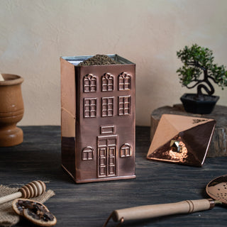 Handcrafted Copper House - Shaped Storage Container – Artistic Multifunctional Kitchen & Home Décor - Alfiq's Store