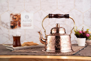 Handmade Engraved Copper Solid Copper Teapot Stovetop, 1.6 Quarts (1.5 Liter) - Alfiq's Store