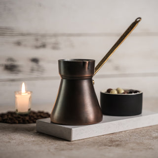 Handcrafted Dark Copper Turkish Coffee Pot - Heavy Duty Turkish Coffee Maker - Alfiq's Store