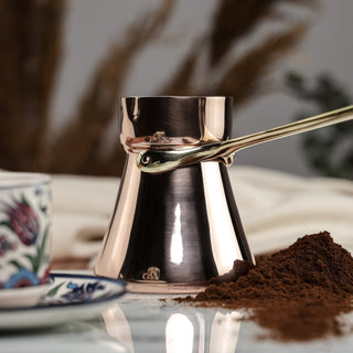 Handcrafted Dark Copper Turkish Coffee Pot - Heavy Duty Turkish Coffee Maker - Alfiq's Store