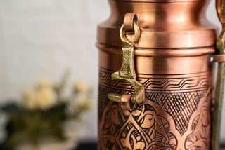 Handmade Copper Coffee Maker Set – Pot, Airtight Container & Brass Spoon - Alfiq's Store