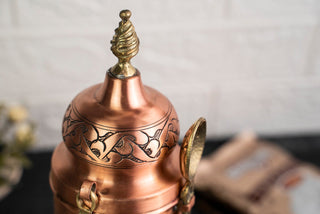 Handmade Copper Coffee Maker Set – Pot, Airtight Container & Brass Spoon - Alfiq's Store