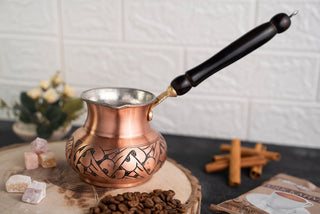 Handmade Copper Coffee Maker Set – Pot, Airtight Container & Brass Spoon - Alfiq's Store