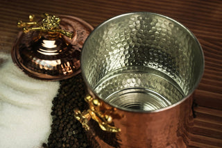 Set of 3 Solid Pure Copper Canister Set with Lid | 100% Copper Kitchen Storage Box | Copper Spice Jar Container - Alfiq's Store