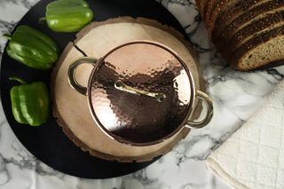 Solid Copper Cookware and Lid Set (Brass Handles) | Handmade Copper Kitchen Utensil - Alfiq's Store