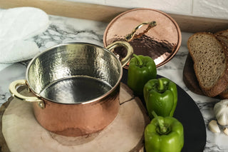 Solid Copper Cookware and Lid Set (Brass Handles) | Handmade Copper Kitchen Utensil - Alfiq's Store
