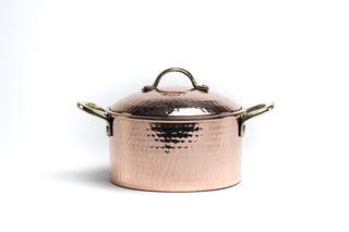 Solid Copper Cookware and Lid Set (Brass Handles) | Handmade Copper Kitchen Utensil - Alfiq's Store