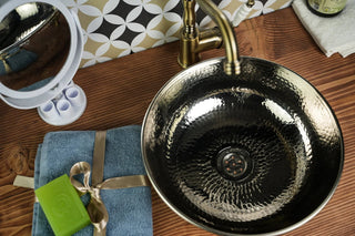 Nickel Polished Solid Copper Vessel Sink – Farmhouse Kitchen & Bathroom Vanity Bowl - Alfiq's Store
